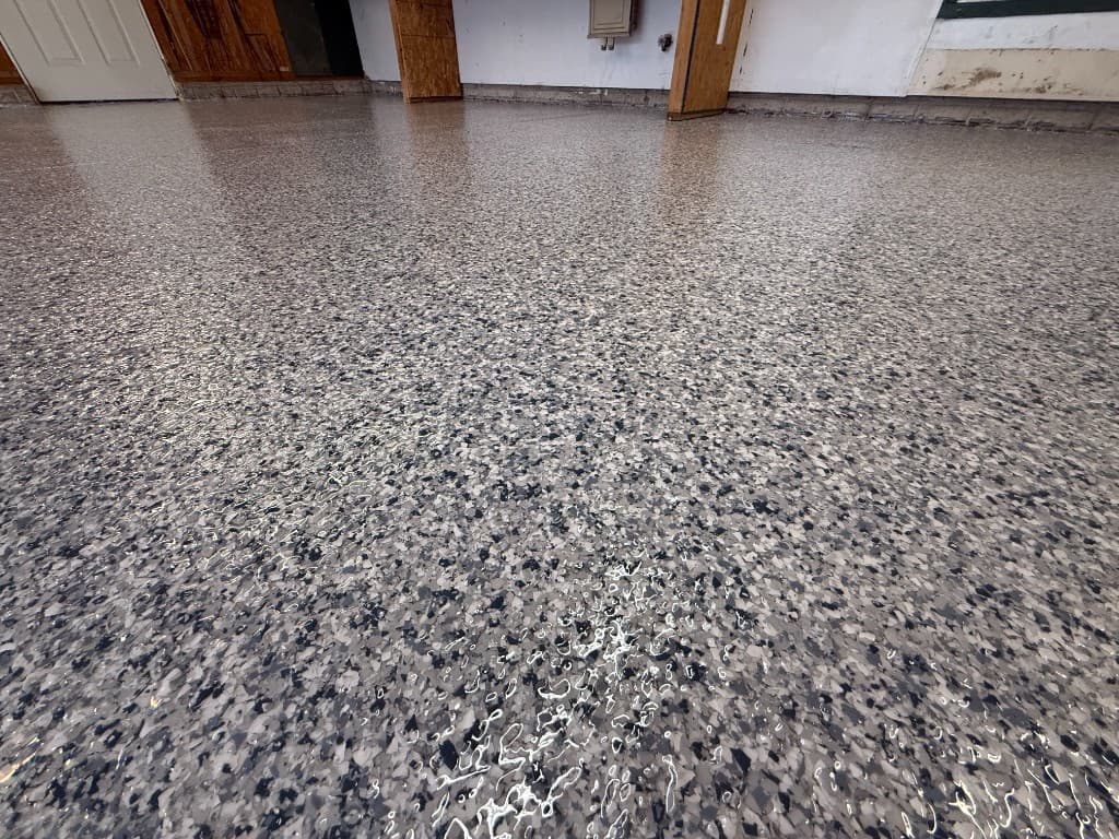 After coating: wide finished floor with glossy finish.